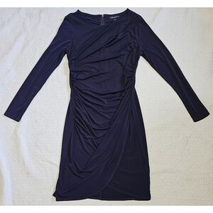 Kenneth Cole Purple Long Sleeve Ruched Dress